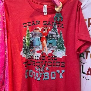 'Dear Santa Brung Me Turquoise & Cowboy Christmas Tee